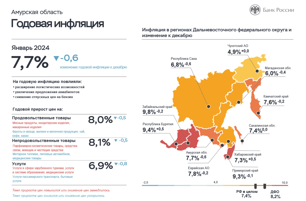 В Приамурье на инфляцию повлияли цены на бензин и авиабилеты