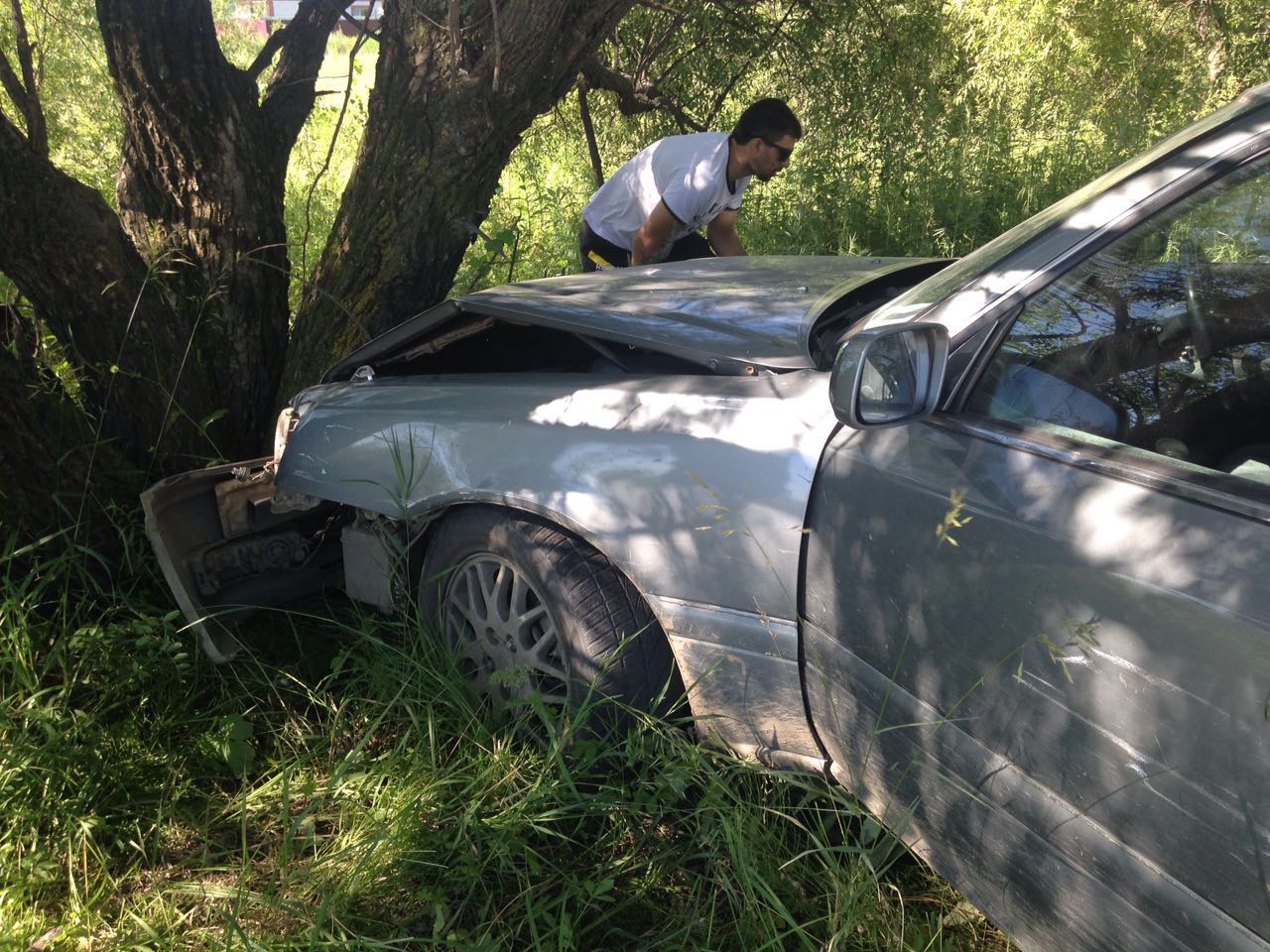 В Благовещенске Toyota Crown угодила в дерево