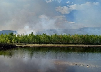 В Приамурье возле поселка Юктали продолжают тушить пожар