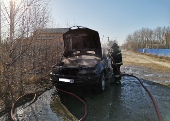 В амурском Февральске сгорел автомобиль