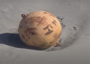 Неизвестный шар в полтора метра диаметром выбросило на берег в Японии
