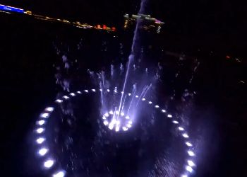 Аллею фонтанов в Благовещенске сняли с дрона
