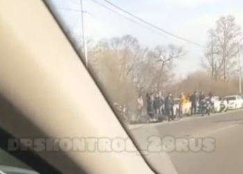 В Приамурье на Новотроицком шоссе мотоциклист попал в аварию 
