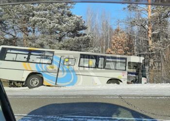 Пассажирский автобус «слетел» с дороги в Приамурье 