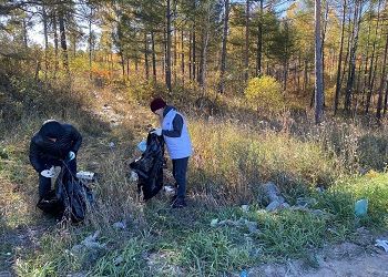 Вдоль лесной дороги в Приамурье собрали 70 мешков мусора