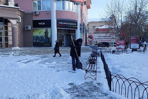 Предприниматели Благовещенска очищают свои территории от снега